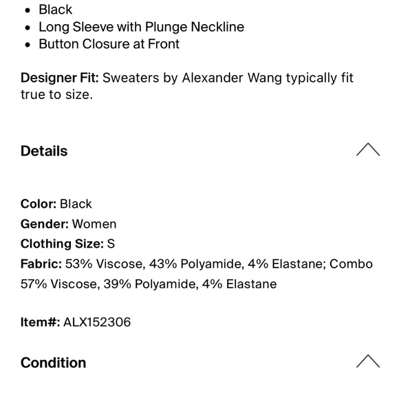 NWT Alexander Wang Cardigan - Black (Size S) | Excellent Condition - Picture 4 of 6